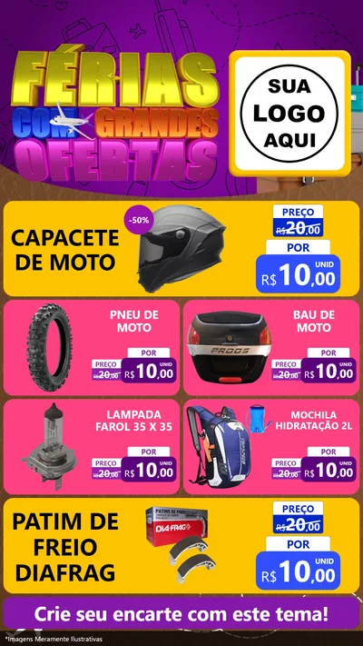Modelo de TV para TV Vertical com o tema Férias com Grandes Ofertas para Moto peças