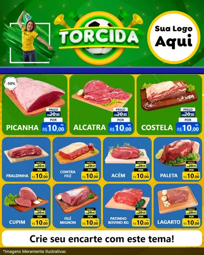 Modelo de Rede Social para Feed Instagram com o tema Torcida para Açougue