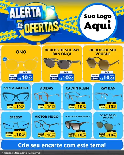 Modelo de Rede Social para Feed Instagram com o tema Alerta de Ofertas para Óticas