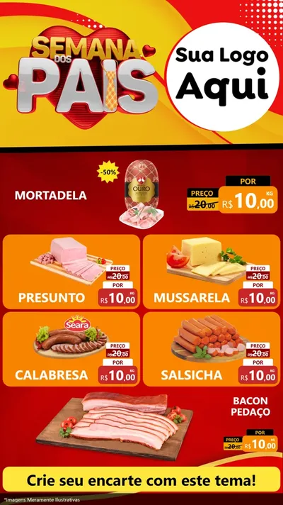 Modelo de TV para TV Vertical com o tema Semana Dos Pais para Frios e Laticínios