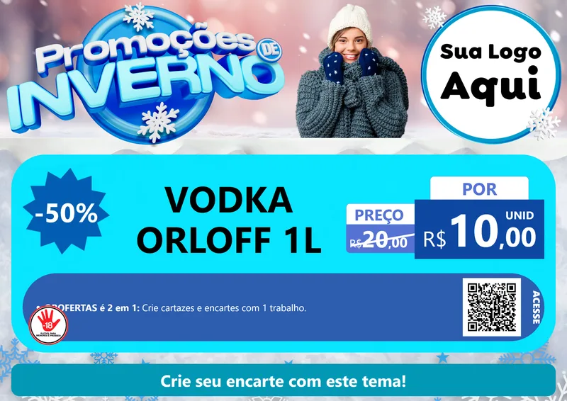 Modelo de Cartaz para Cartaz A4 Horizontal com o tema Promoções de Inverno para Distribuidora de bebidas