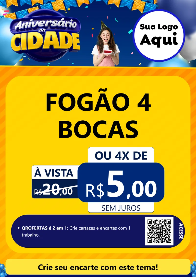Modelo de Cartaz para Cartaz A4 Vertical com o tema Aniversário da Cidade para Móveis e Eletro