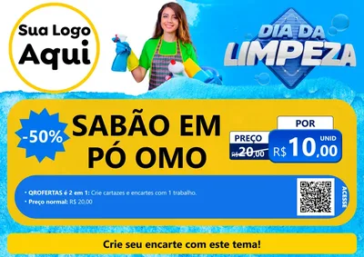 Modelo de Cartaz para Cartaz A4 Horizontal com o tema Dia da Limpeza para Produtos de Limpeza