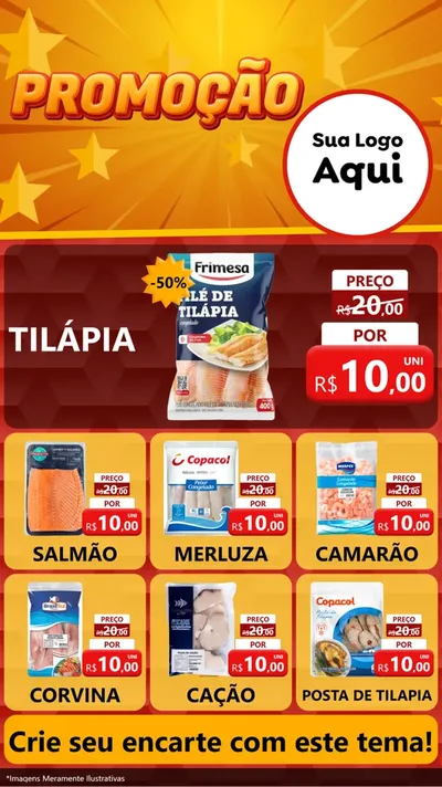 Modelo de Rede Social para Stories com o tema Promoção para Peixaria