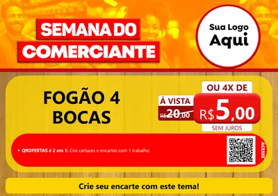 Modelo de Cartaz para Cartaz A4 Horizontal com o tema Semana do Comerciante para Móveis e Eletro