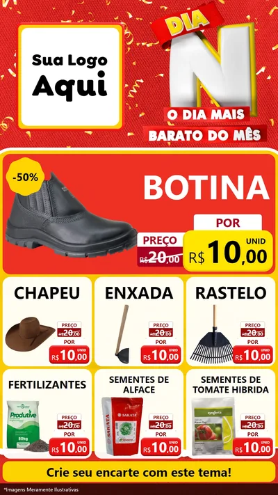 Modelo de Rede Social para Stories com o tema Dia N o Dia Mais Barato do Mês para Agropecuária