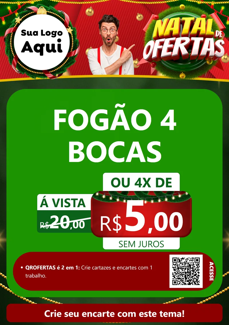 Modelo de Cartaz para Cartaz A4 Vertical com o tema Natal de Ofertas para Móveis e Eletro
