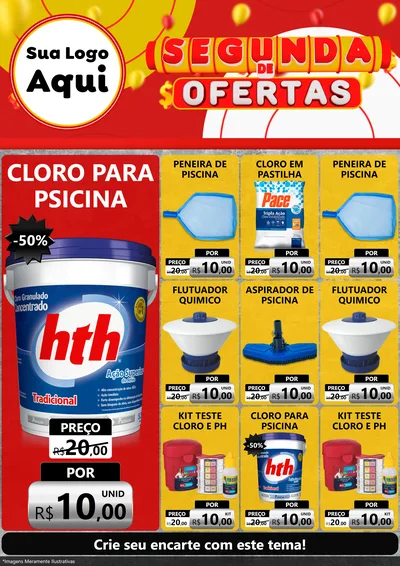 Modelo de Encarte para Encarte A4 Vertical com o tema Segunda de Ofertas para Produtos para Piscina