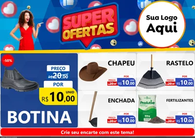 Modelo de Encarte para Encarte A4 Horizontal com o tema Super Ofertas para Agropecuária