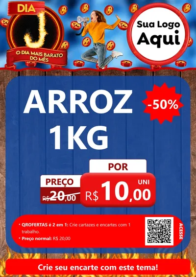 Modelo de Cartaz para Cartaz A4 Vertical com o tema Dia J - O Dia Mais Barato Do Mês para Supermercado