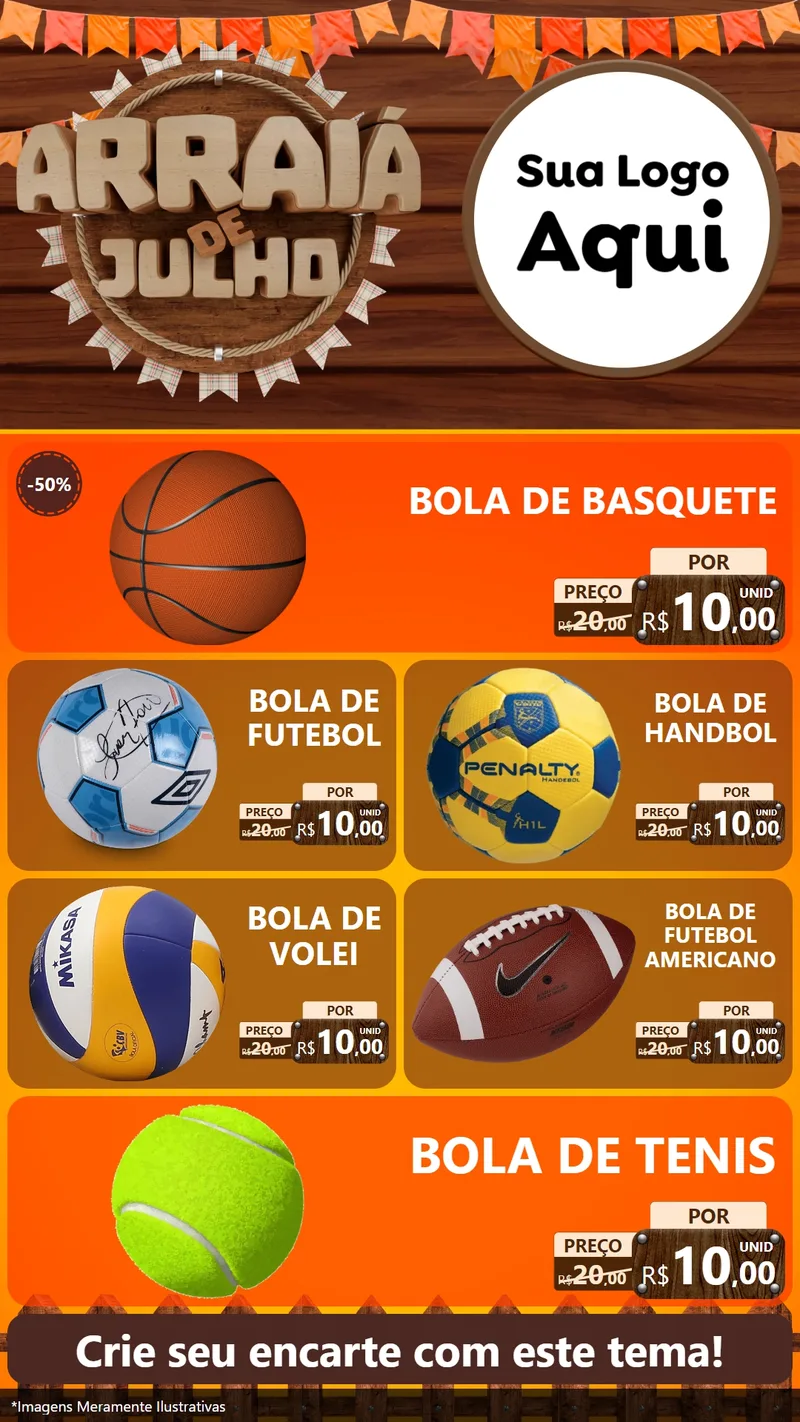 Modelo de TV para TV Vertical com o tema Arraiá de Julho - Junina para Artigos Esportivos