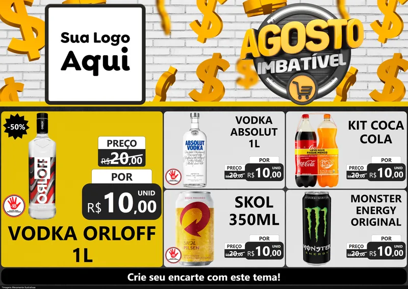 Modelo de Encarte para Encarte A4 Horizontal com o tema Agosto imbatível para Distribuidora de bebidas
