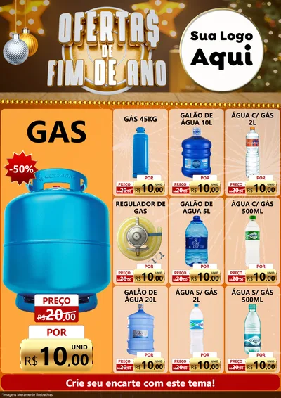 Modelo de Encarte para Encarte A4 Vertical com o tema Ofertas de Fim de Ano para Água e gás