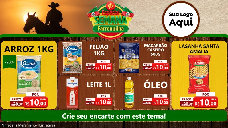 Modelo de TV para TV Horizontal com o tema Especial Semana Farroupilha para Supermercado