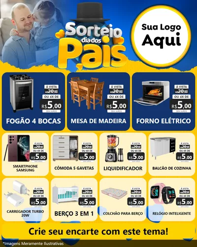 Modelo de Rede Social para Feed Instagram com o tema Sorteio Dia Dos Pais para Móveis e Eletro