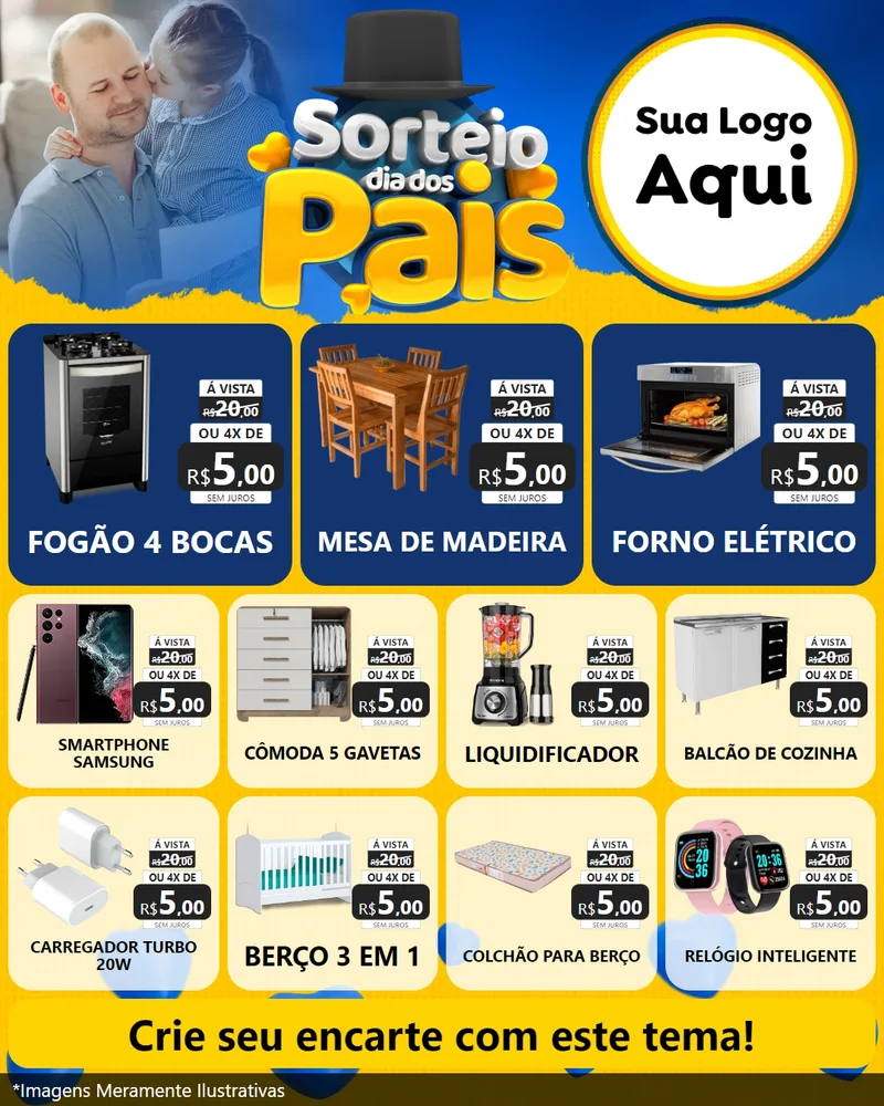 Modelo de Rede Social para Feed Instagram com o tema Sorteio Dia Dos Pais para Móveis e Eletro