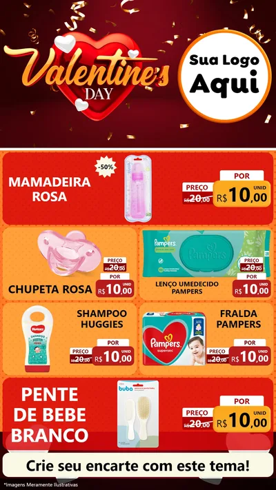 Modelo de TV para TV Vertical com o tema Valentine's Day para Bebês