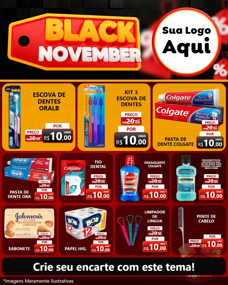 Modelo de Rede Social para Feed Instagram com o tema Black November para Higiene Pessoal