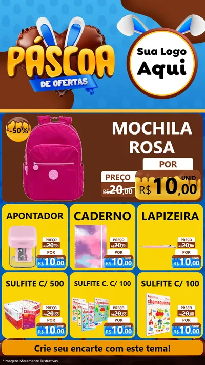 Modelo de Rede Social para Stories com o tema Páscoa de Ofertas para Papelaria
