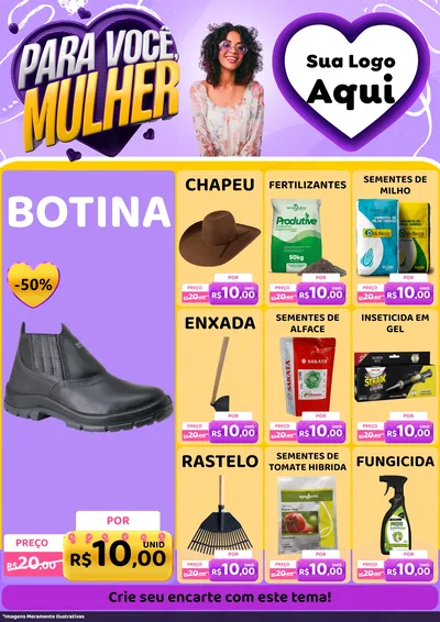 Modelo de Encarte para Encarte A4 Vertical com o tema Para Você, Mulher para Agropecuária
