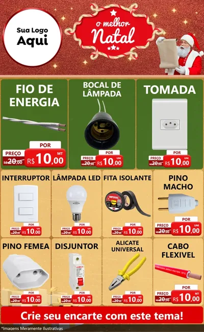 Modelo de Encarte para Encarte Grande com o tema O Melhor Natal para Materiais Elétricos