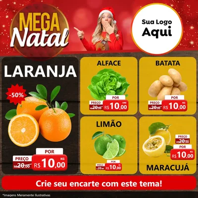 Modelo de Rede Social para Feed Facebook com o tema Mega Natal para Hortifrúti