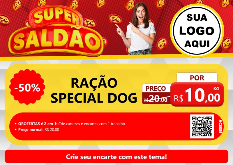 Modelo de Cartaz para Cartaz A4 Horizontal com o tema Super Saldão para Pet Shop
