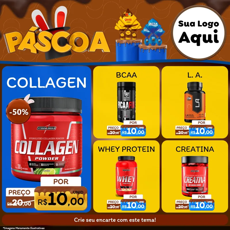 Modelo de Rede Social para Feed Facebook com o tema Páscoa para Suplementos alimentares