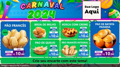 Modelo de TV para TV Horizontal com o tema Carnaval 2027 para Padaria