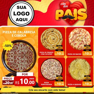 Modelo de Rede Social para Feed Facebook com o tema Mês Dos Pais para Pizzaria