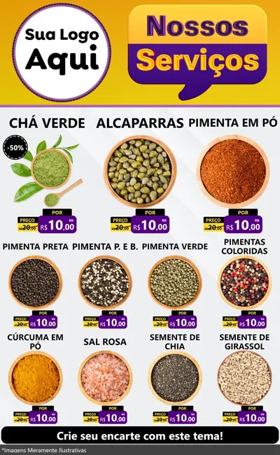 Modelo de Encarte para Encarte Grande com o tema Nossos Serviços para Produtos Naturais