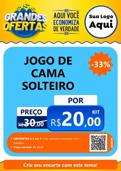 Modelo de Cartaz para Cartaz A4 Vertical com o tema Grandes Ofertas para Cama, Mesa e Banho