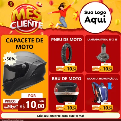 Modelo de Rede Social para Feed Facebook com o tema Mês do Cliente para Moto peças