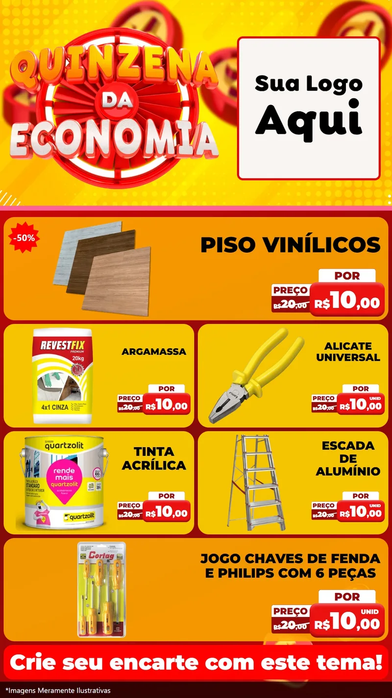 Modelo de TV para TV Vertical com o tema Quinzena Da Economia para Material para Construção