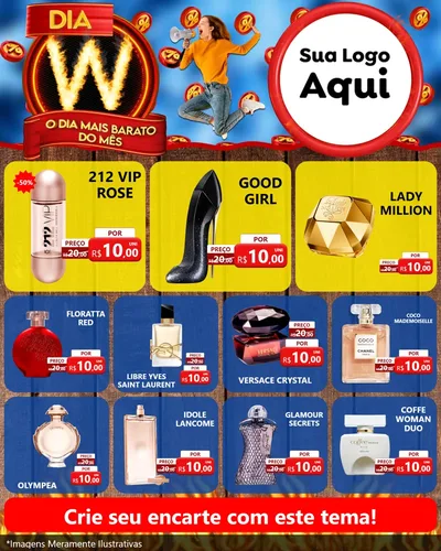 Modelo de Rede Social para Feed Instagram com o tema Dia W - O Dia Mais Barato Do Mês para Perfumes