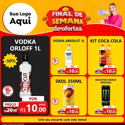 Modelo de Rede Social para Feed Facebook com o tema Final de Semana de Ofertas para Distribuidora de bebidas