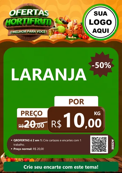 Modelo de Cartaz para Cartaz A4 Vertical com o tema Ofertas Hortifruti - O Melhor Para Você! para Hortifrúti