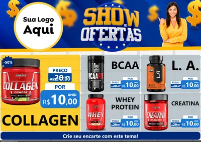 Modelo de Encarte para Encarte A4 Horizontal com o tema Show de Ofertas para Suplementos alimentares