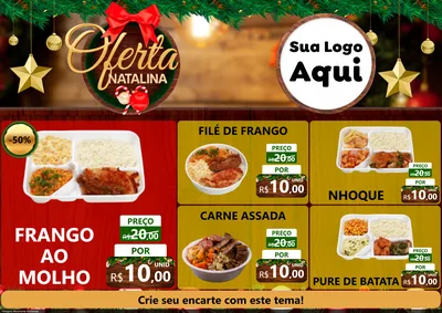 Modelo de Encarte para Encarte A4 Horizontal com o tema Ofertas Natalina para Restaurante