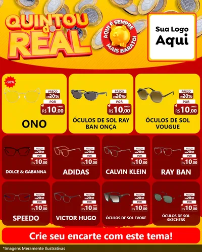 Modelo de Rede Social para Feed Instagram com o tema Quintou do Real para Óticas