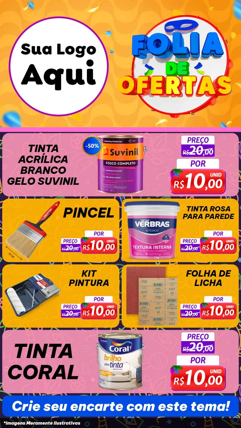 Modelo de TV para TV Vertical com o tema Folia de Ofertas para Tintas e Ferramentas