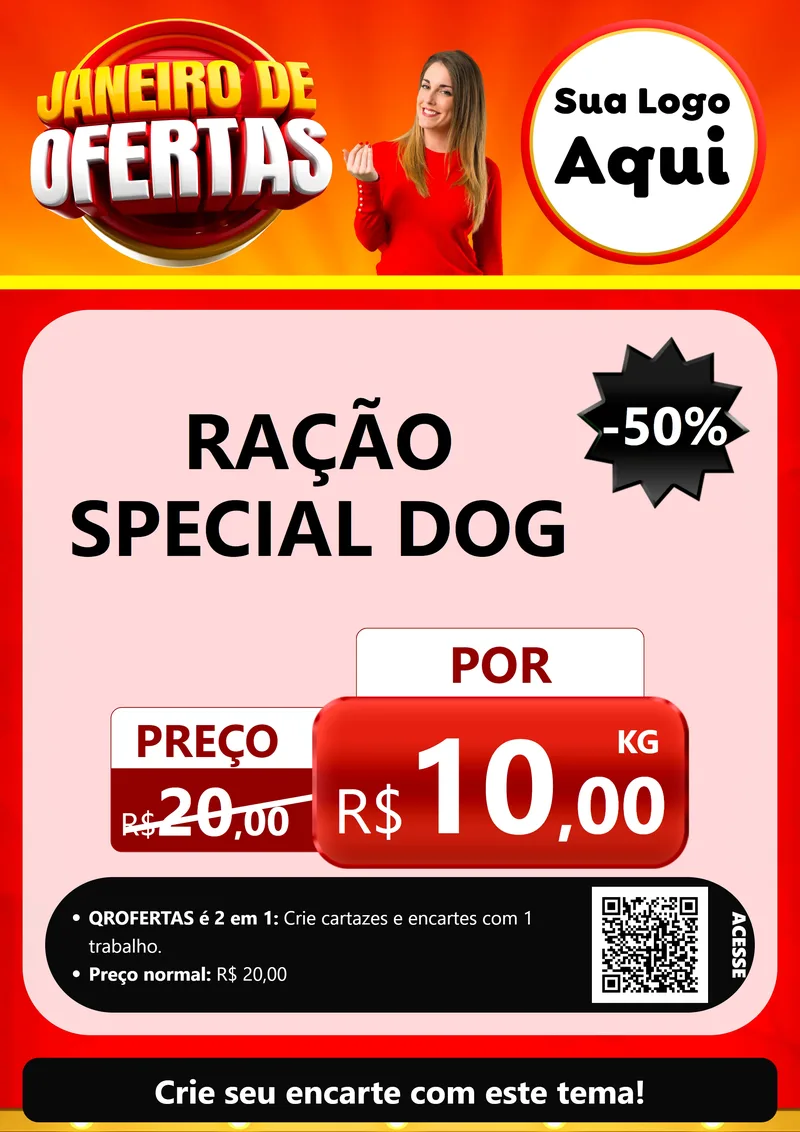 Modelo de Cartaz para Cartaz A4 Vertical com o tema Janeiro de Ofertas para Pet Shop