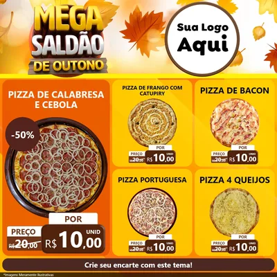 Modelo de Rede Social para Feed Facebook com o tema Mega Saldão de Outono para Pizzaria