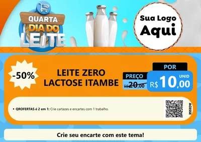 Modelo de Cartaz para Cartaz A4 Horizontal com o tema Quarta Dia do Leite para Frios e Laticínios