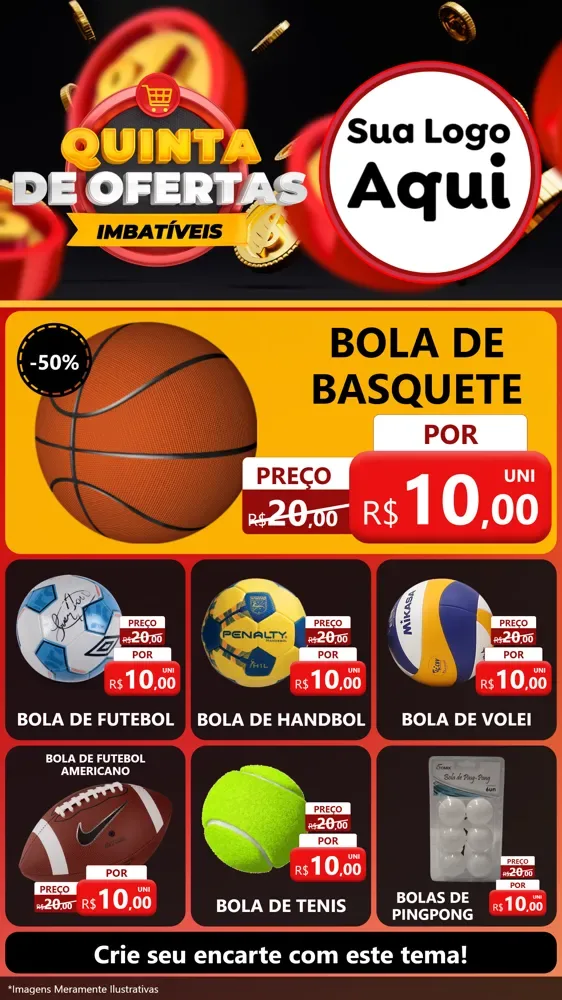 Modelo de Rede Social para Stories com o tema Quinta de Ofertas Imbatíveis para Artigos Esportivos
