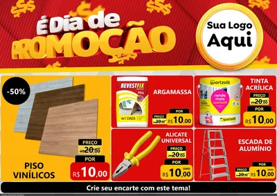 Modelo de Encarte para Encarte A4 Horizontal com o tema É Dia De Promoção para Material para Construção
