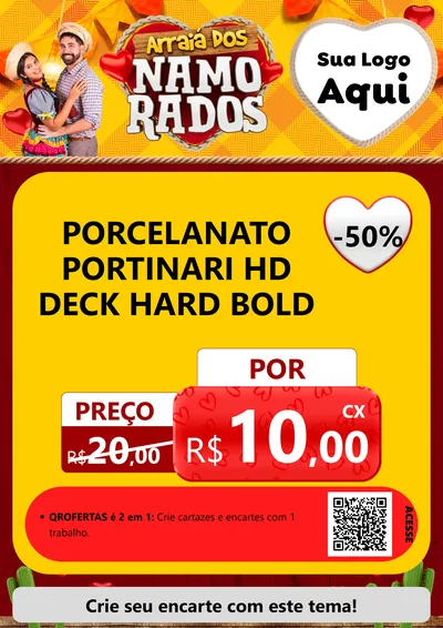 Modelo de Cartaz para Cartaz A4 Vertical com o tema Arraiá dos Namorados para Pisos e revestimentos