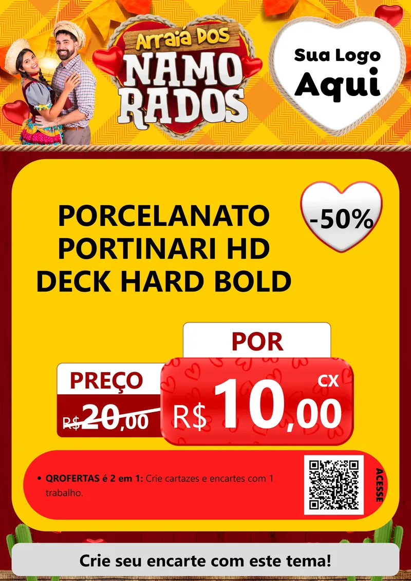 Modelo de Cartaz para Cartaz A4 Vertical com o tema Arraiá dos Namorados para Pisos e revestimentos