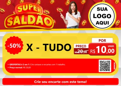 Modelo de Cartaz para Cartaz A4 Horizontal com o tema Super Saldão para Hamburgueria