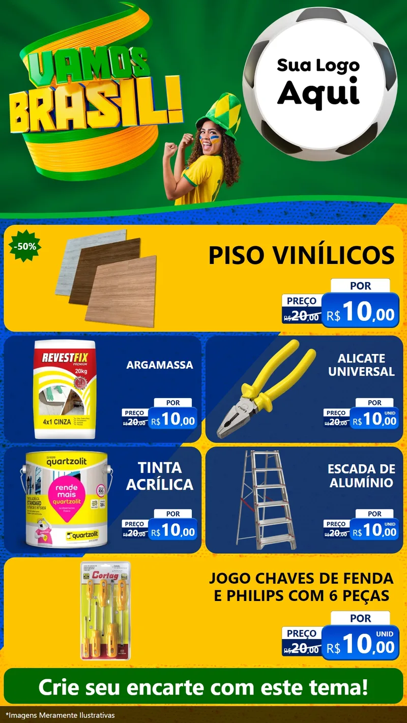 Modelo de TV para TV Vertical com o tema Vamos Brasil - Copa para Material para Construção